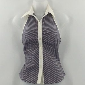 WAWA 97% Cotton Navy/White Stripe Halter Top